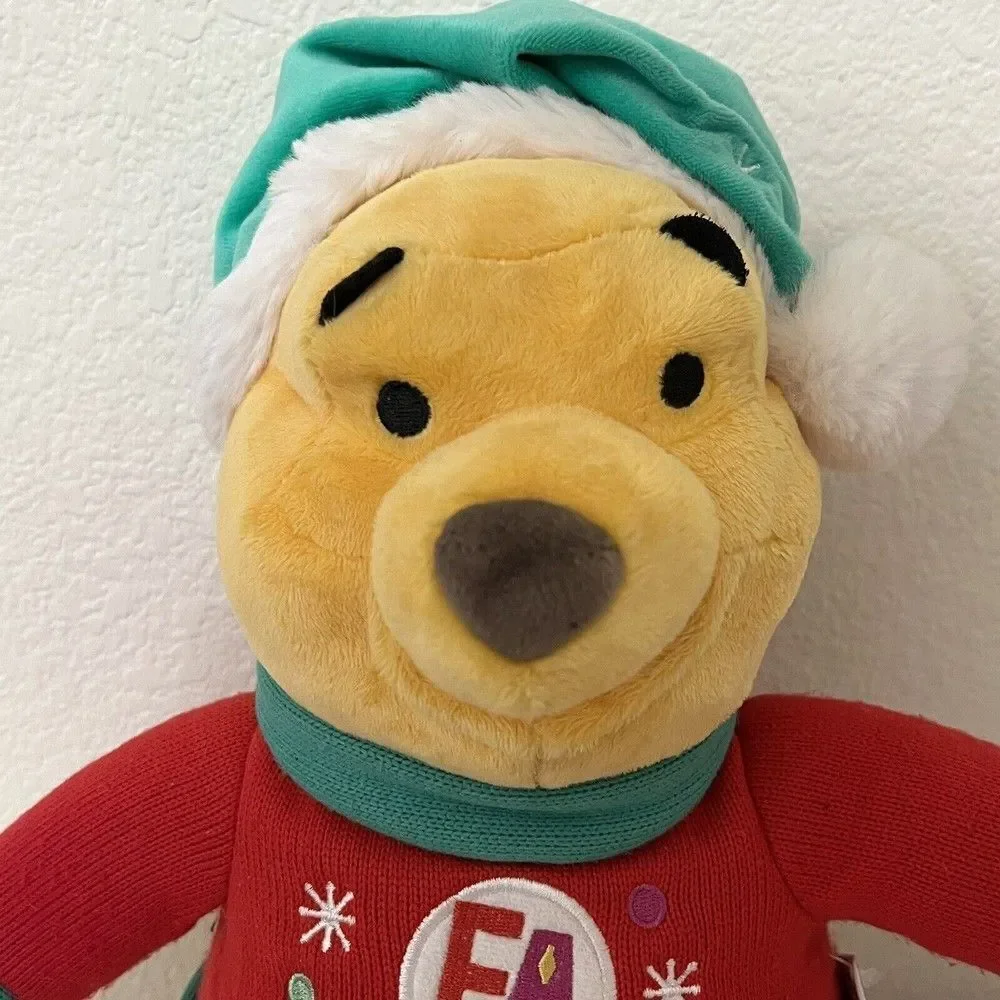 Disney Store Winnie the Pooh Christmas Bear Plush Fa La La Sweater w/ Tag